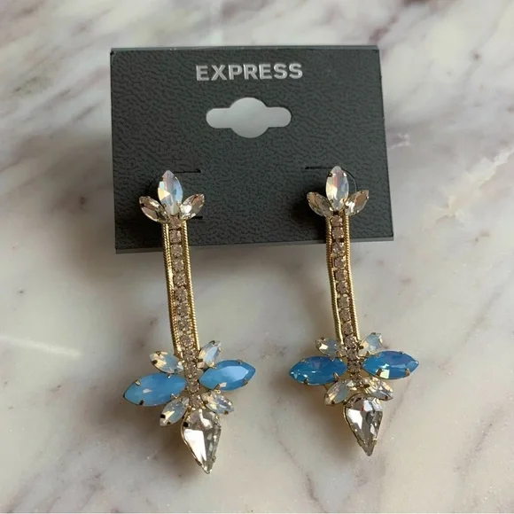 Blue Snowflake Choker Necklace and Earrings Statement Jewelry Set - Picture 6 of 7